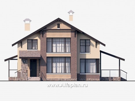 Проекты домов Альфаплан - «Клипер» - комфортный палн дома, двускатная крыша - превью фасада №1