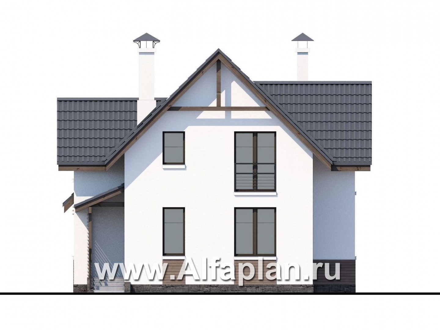 Проекты домов Альфаплан - «Якорь» - эффектный коттедж с оригинальным эркером - изображение фасада №4