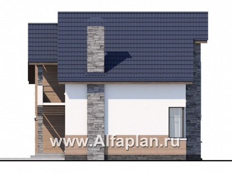 Проекты домов Альфаплан - Кирпичный дом «Валаам» с мансардой - превью фасада №3