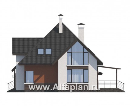Проекты домов Альфаплан - «Сириус» - современный мансардный дом - превью фасада №2