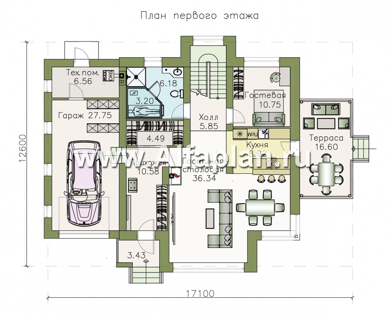 Проекты домов Альфаплан - «Арктур»  - современный мансардный дом - изображение плана проекта №1