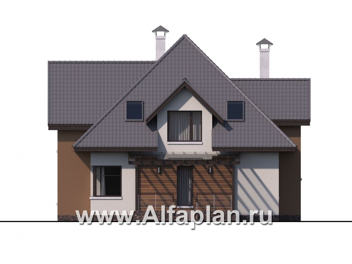 Проекты домов Альфаплан - «Гемма»  - современный мансардный дом - изображение фасада №2