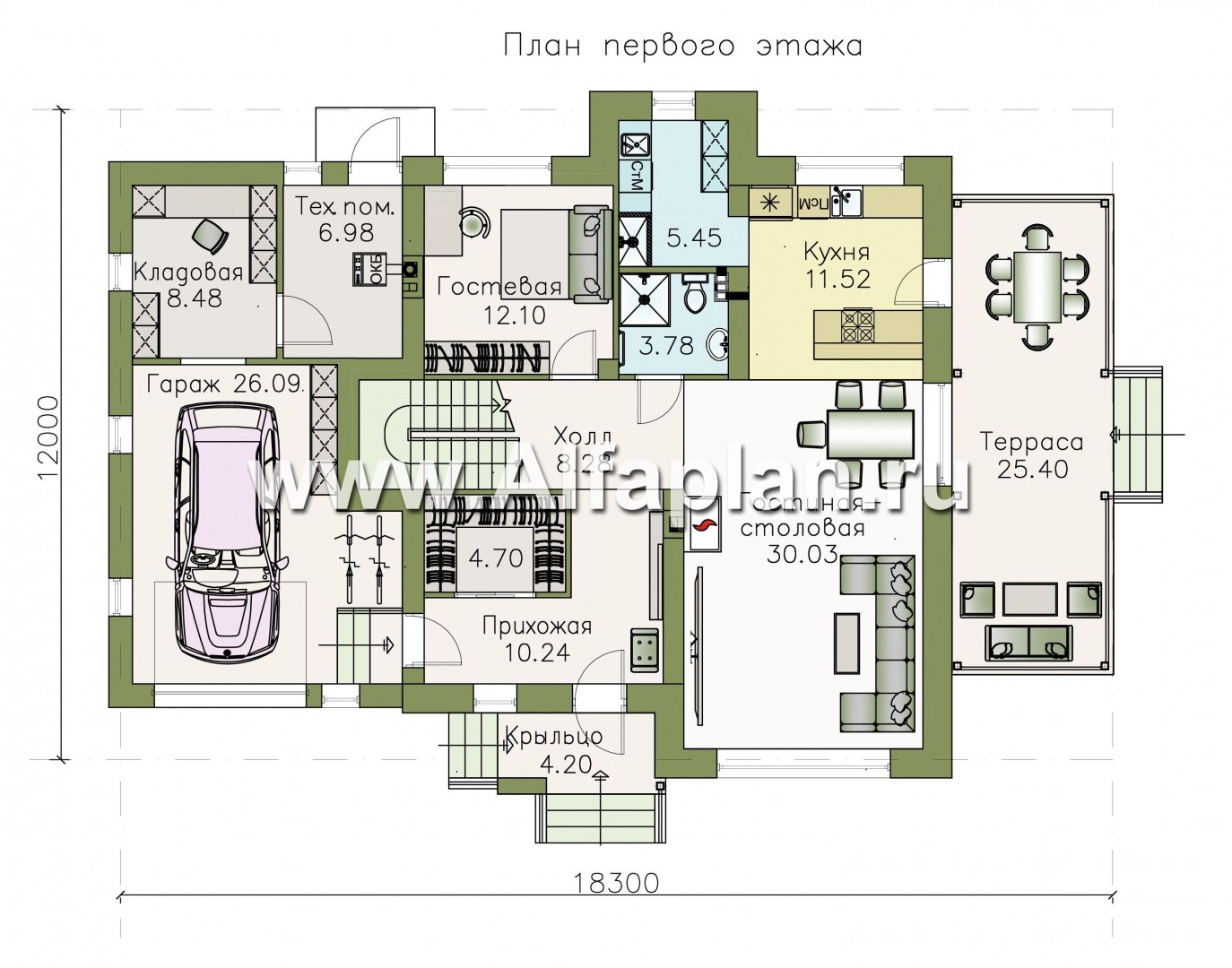 Проекты домов Альфаплан - «Персей» - современный мансардный дом - изображение плана проекта №1