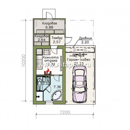 Проекты домов Альфаплан - Удобный хоз. блок для небольшого участка - превью плана проекта №1