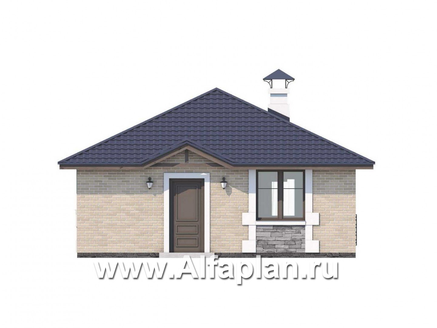 Проекты домов Альфаплан - Удобный хоз. блок с гаражом и баней - изображение фасада №4
