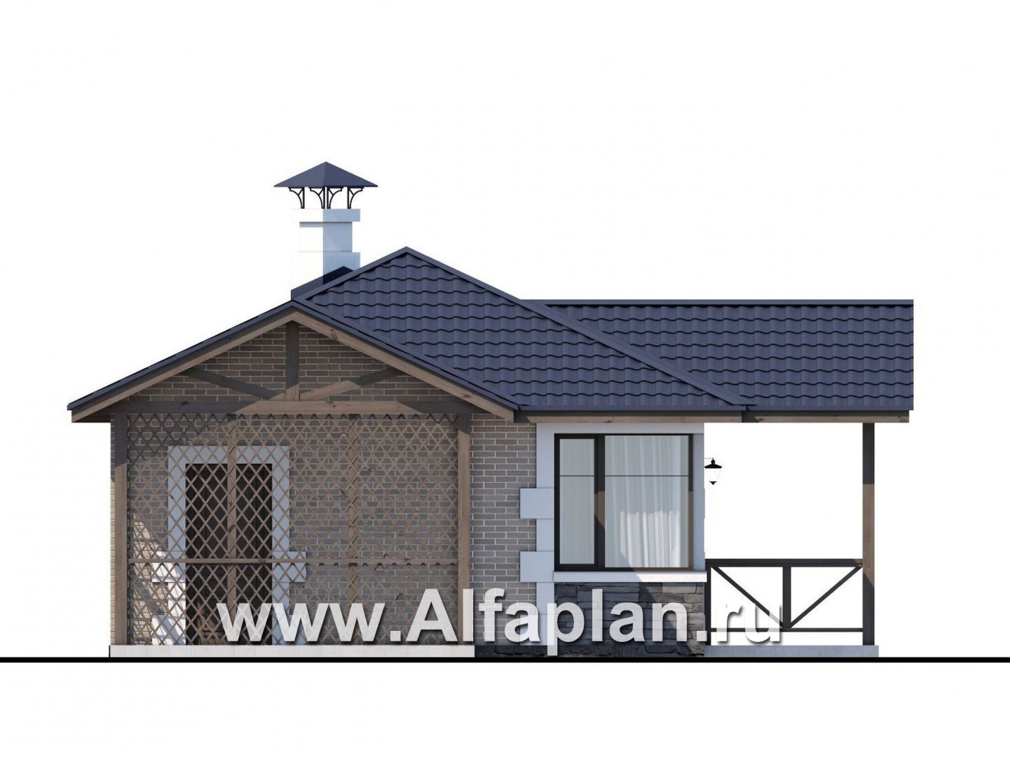 Проекты домов Альфаплан - Удобная и красивая  угловая баня - изображение фасада №3