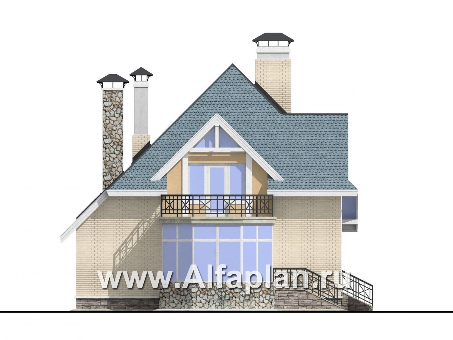 Проекты домов Альфаплан - Коттедж с окнами верхнего света - изображение фасада №4
