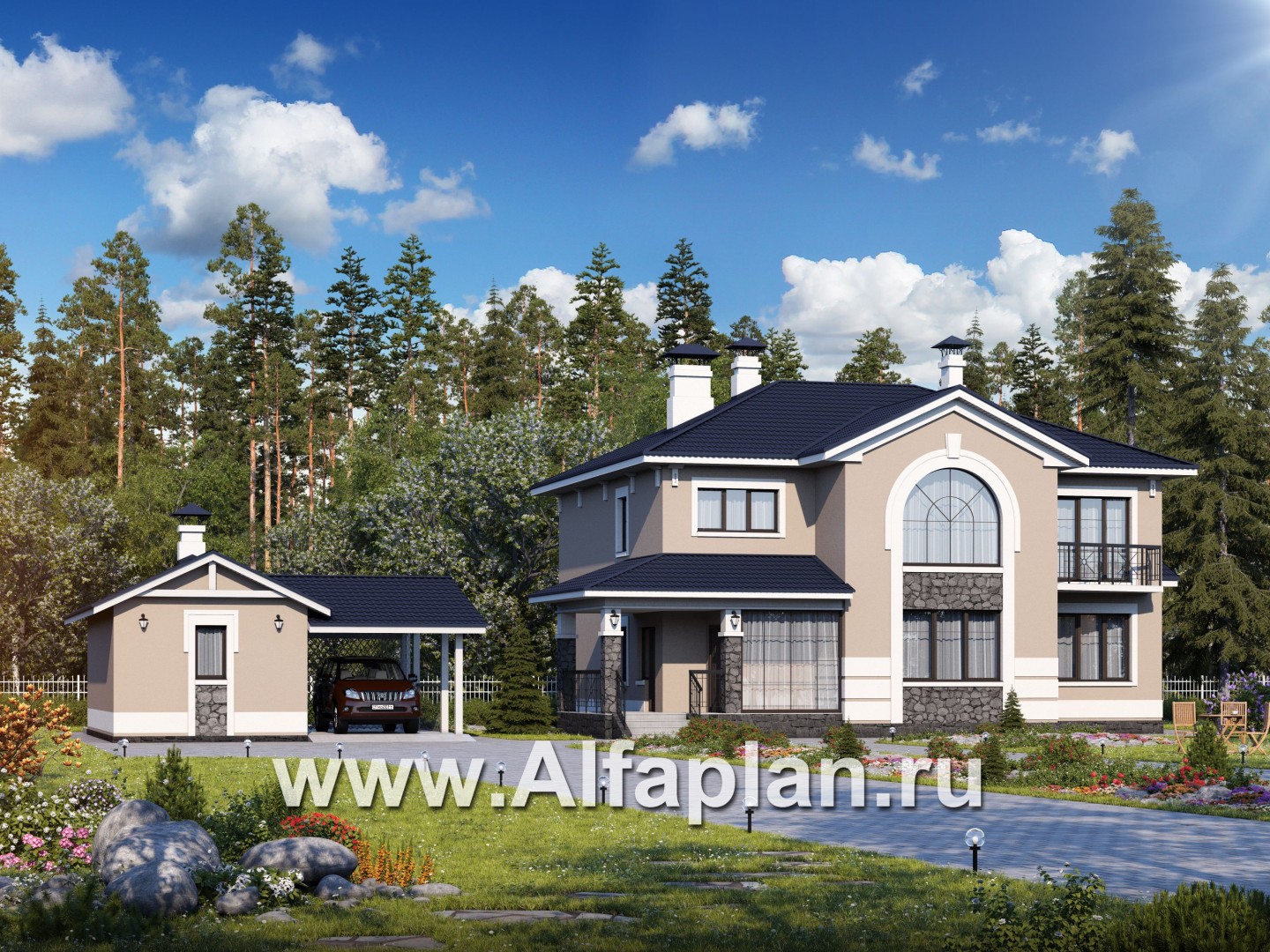 Проекты домов Альфаплан - «Аутентик»_ДУО - основное изображение