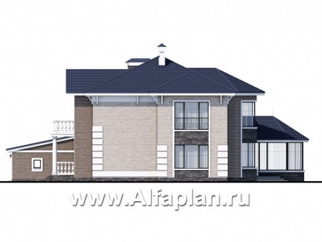 «Шереметьев» - проект двухэтажного дома, с террасой,вилла в стиле эклектика, с гаражом на 2 авто - превью фасада дома