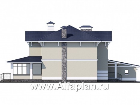 «Семь ветров» - проект двухэтажного дома, с террасой, с гаражом на 2 авто, в стиле эклектика, - превью фасада дома
