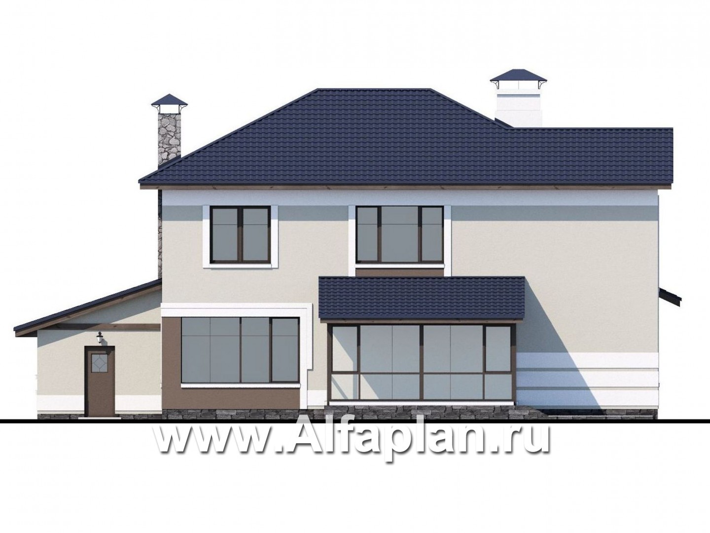Проекты домов Альфаплан - «Диадема»- респектабельный коттедж с большим гаражом - изображение фасада №4