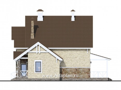 Проекты домов Альфаплан - «Новая пристань» - дом из газобетона для удобной загородной жизни - превью фасада №2