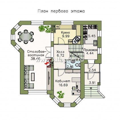 Проекты домов Альфаплан - «Корвет-прогресс» - трехэтажный коттедж с двумя гаражами - превью плана проекта №2