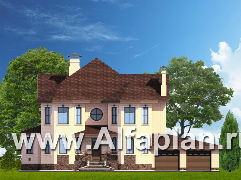 Проекты домов Альфаплан - «Амбиент» - респектабельный дом с гаражом на два автомобиля - дополнительное изображение №1