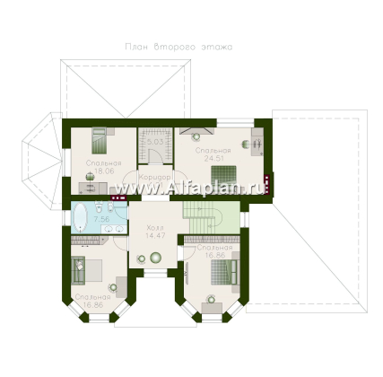 Проекты домов Альфаплан - «Амбиент» - респектабельный дом с гаражом на два автомобиля - превью плана проекта №2