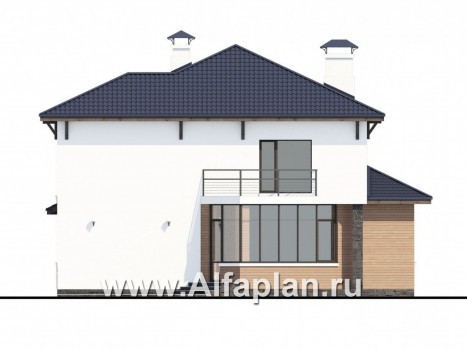 «Эликсир» - проект двухэтажного дома, с кухней в эркере, с террасой, в современном стиле - превью фасада дома