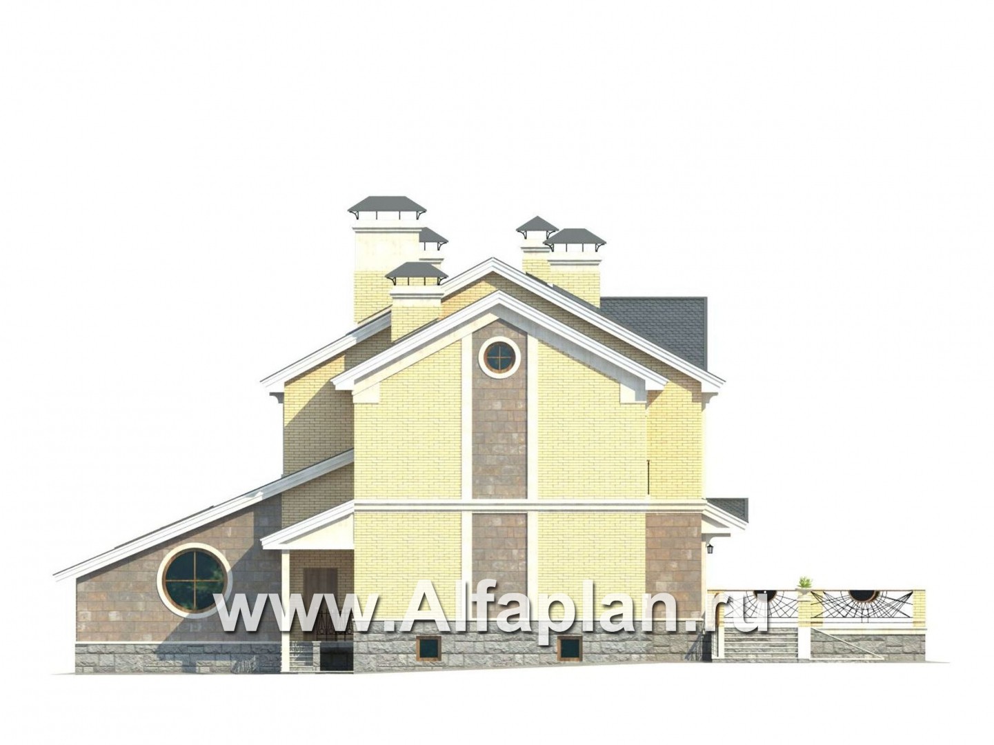 Проекты домов Альфаплан - «Поместье» - элитный коттедж в классическом стиле - изображение фасада №3