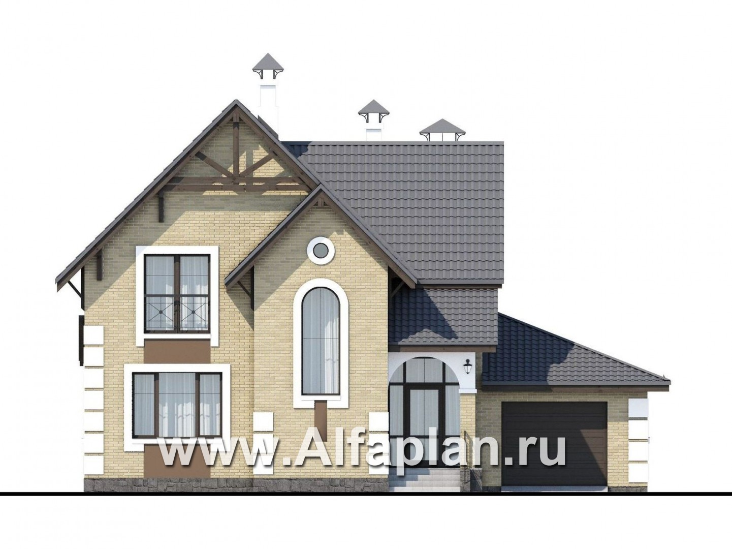 Проекты домов Альфаплан - «Приоритет» - коттедж с компактным планом и комфортной планировкой - изображение фасада №1