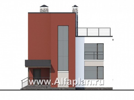 Проекты домов Альфаплан - «Виток спирали» -современный коттедж с «зеленой» плоской кровлей - превью фасада №4
