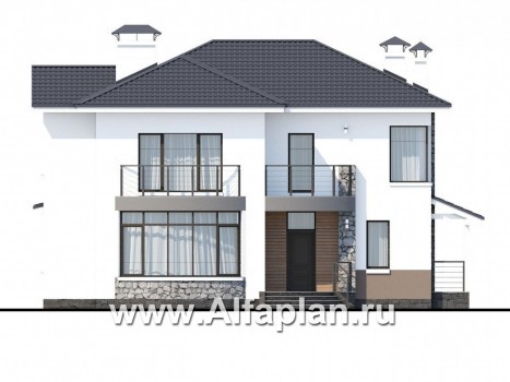 Проекты домов Альфаплан - «Гедонист»-  комфортный коттедж с эффектным остеклением - превью фасада №1