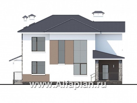 Проекты домов Альфаплан - «Гедонист»-  комфортный коттедж с эффектным остеклением - превью фасада №4