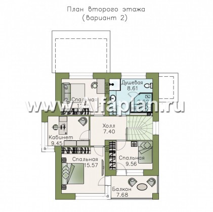 Проекты домов Альфаплан - «Лотос» - проект современного двухэтажного дома - превью плана проекта №3