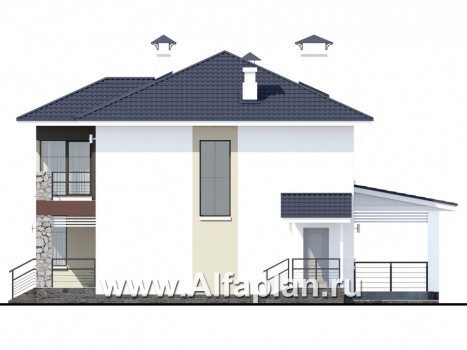 Проекты домов Альфаплан - «Лотос» - компактный современный двухэтажный дом - превью фасада №2