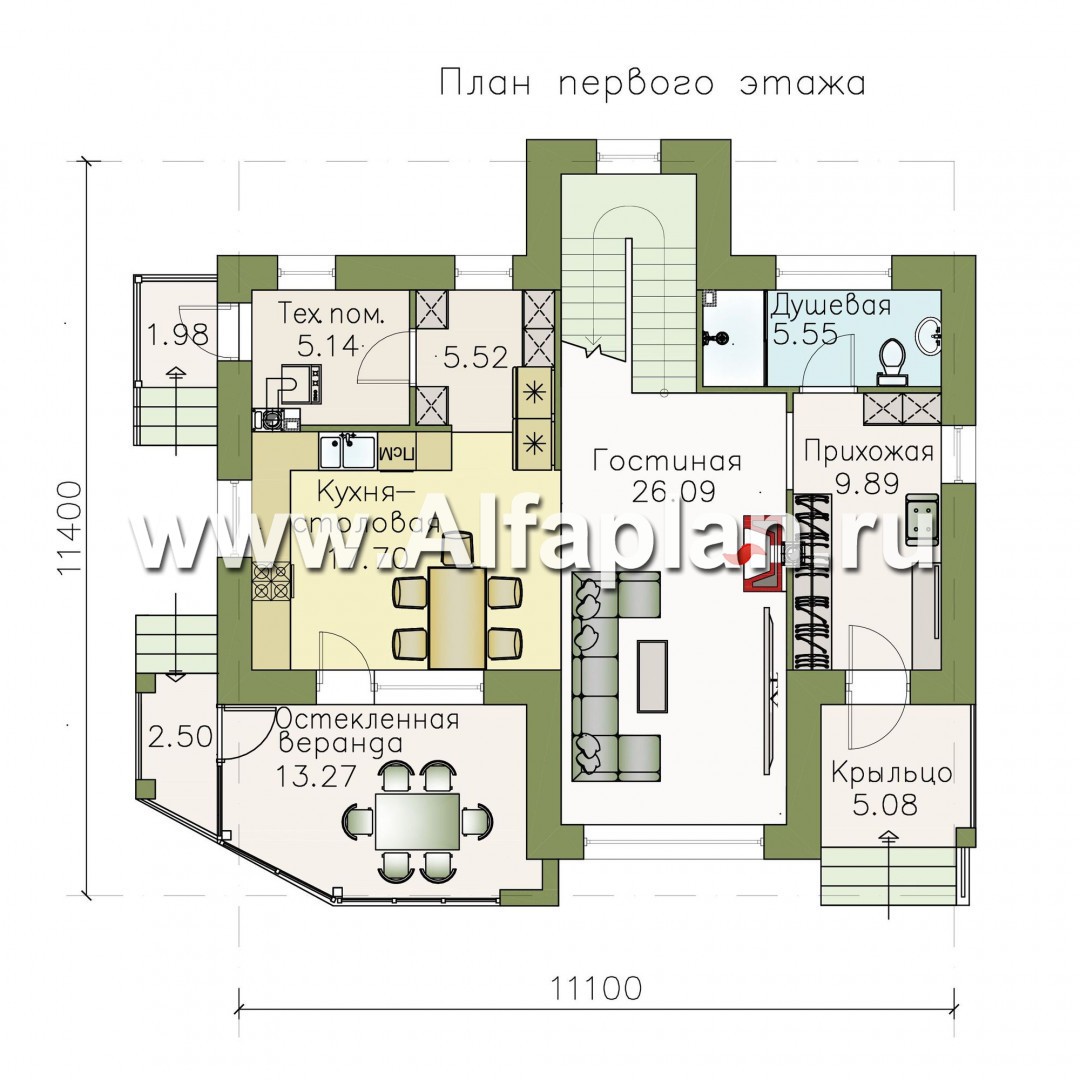 Проекты домов Альфаплан - «Высокий горизонт» - идеальный план дома на 150 квадратов - изображение плана проекта №1
