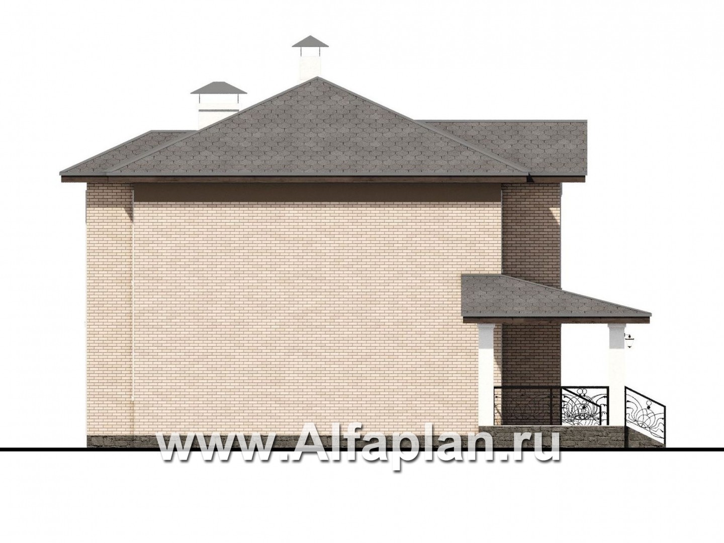 Проекты домов Альфаплан - «Арт-Нуво» - респектабельный коттедж с гаражом в стиле модерн - изображение фасада №3