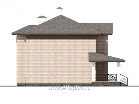 Проекты домов Альфаплан - «Арт-Нуво» - респектабельный коттедж с гаражом в стиле модерн - превью фасада №3