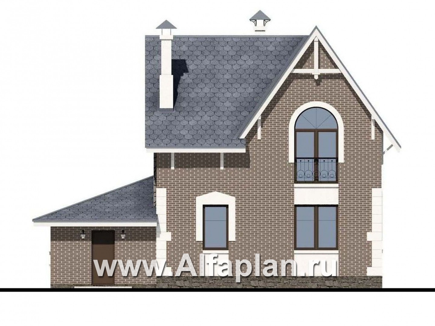 Проекты домов Альфаплан - Дом из газобетона «Оптима» - изображение фасада №4