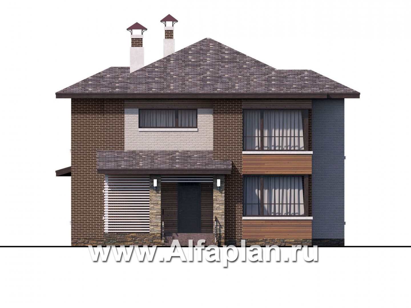 Проекты домов Альфаплан - «Эридан» - современный стильный дом с террасой - изображение фасада №1