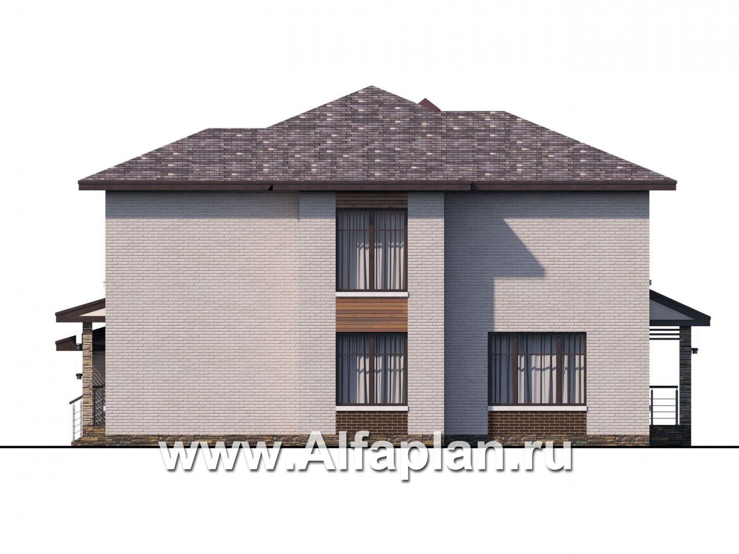 Проекты домов Альфаплан - «Эридан» - современный стильный дом с террасой и гаражом - изображение фасада №2