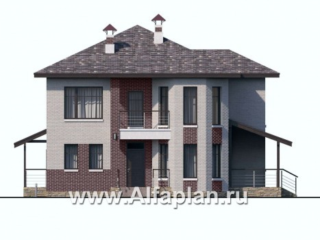 «Статус» - проект дома с 3 спальнями, с эркером и с террасой - превью фасада дома