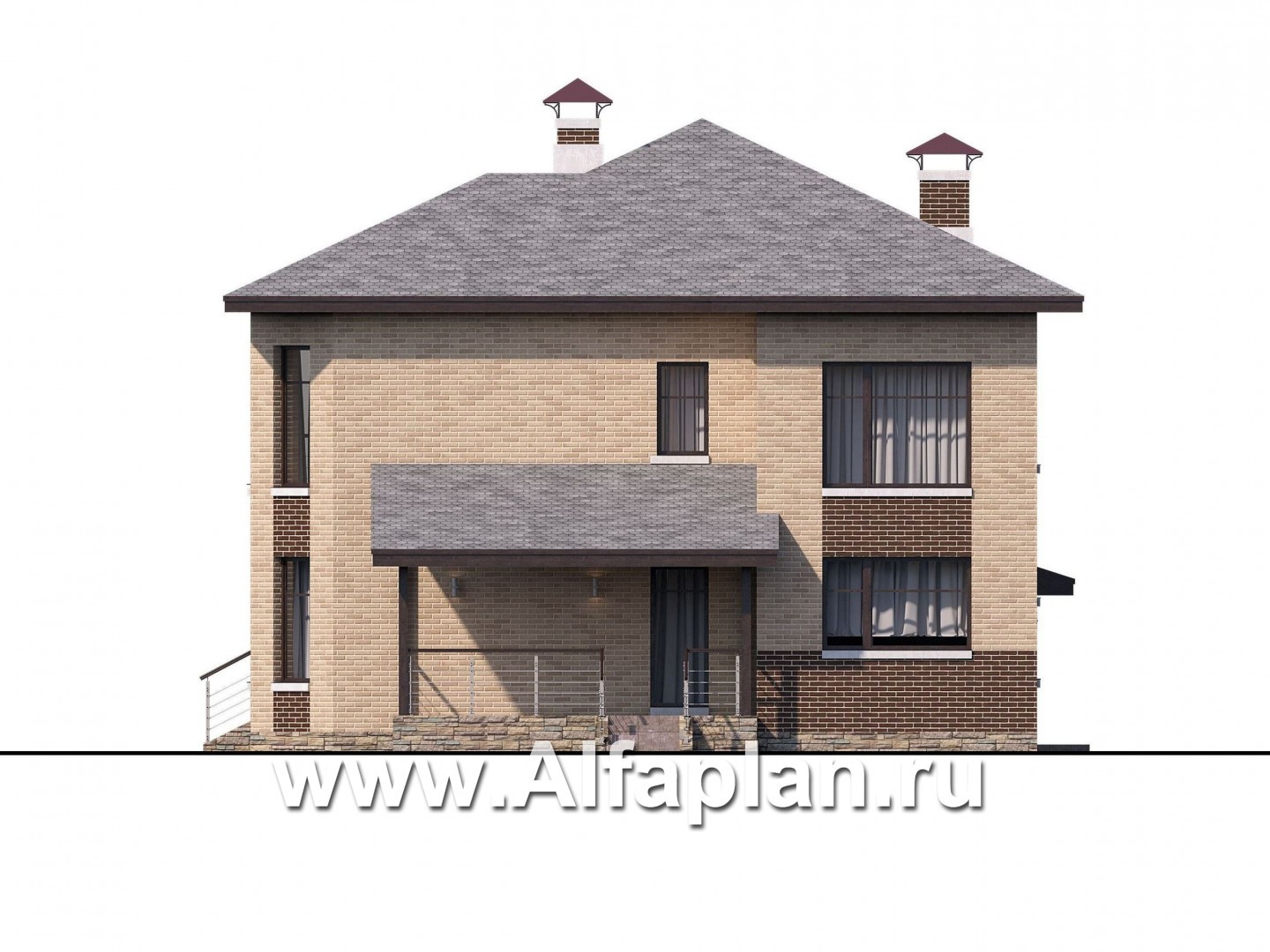 Проекты домов Альфаплан - «Статус» - современный комфортный дом с гаражом и террасой - изображение фасада №2