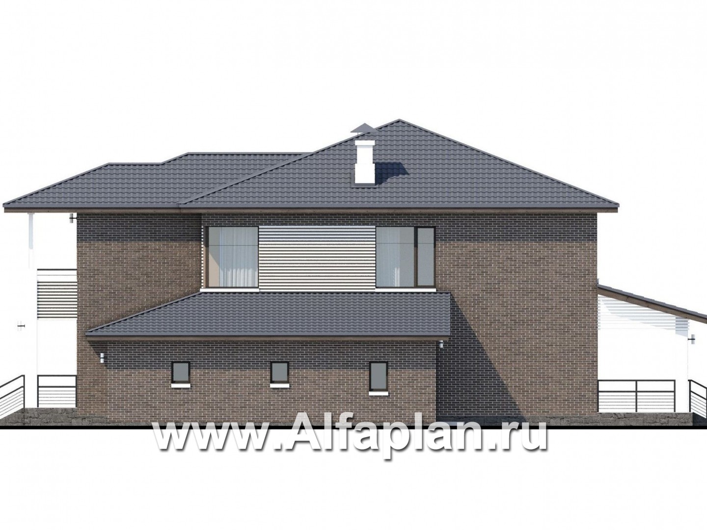Проекты домов Альфаплан - «Новый поворот» - комфортный двухэтажный дом с гаражом - изображение фасада №2