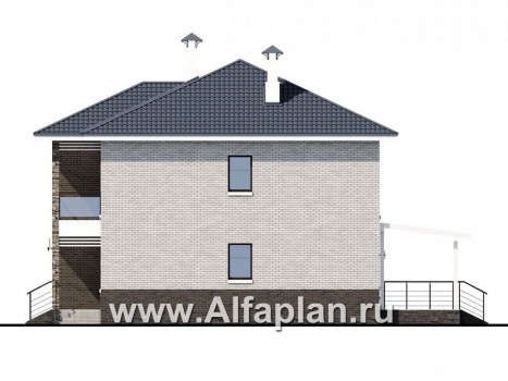 Проекты домов Альфаплан - «Вязьма»- удобный коттедж с двусветной гостиной - превью фасада №2