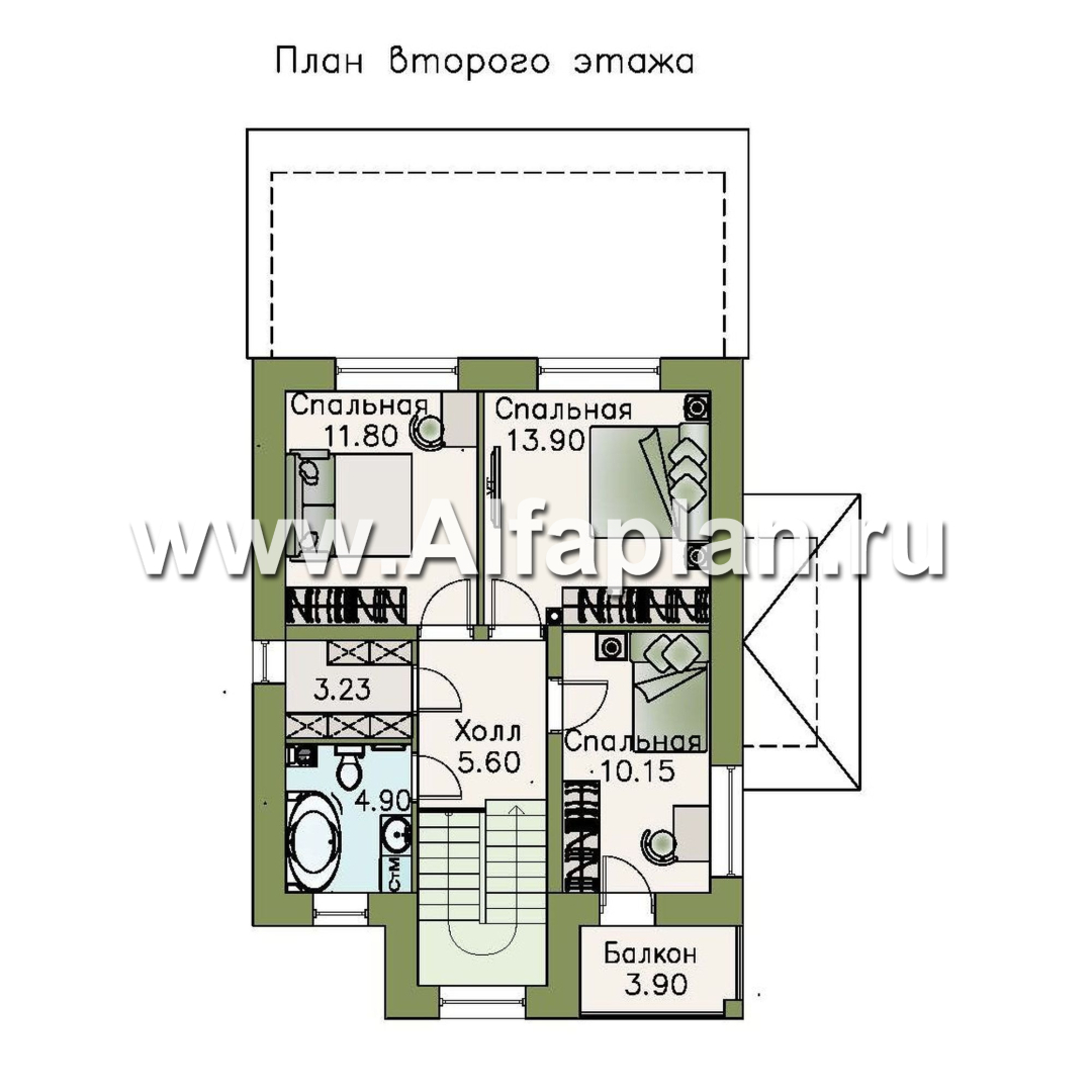 Проекты домов Альфаплан - «Рациональ» - компактный коттедж с полным по высоте вторым этажом - план проекта №2
