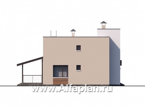 Проекты домов Альфаплан - «Рациональ» - компактный коттедж с плоской кровлей - превью фасада №3