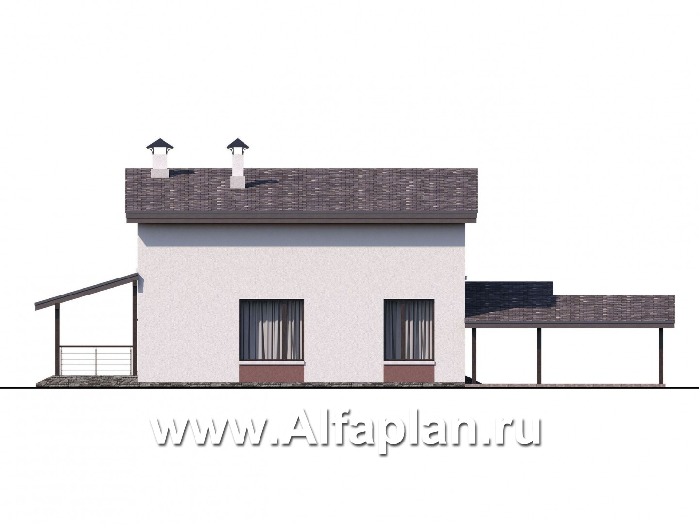 Проекты домов Альфаплан - «Арс» - дом с гаражом-навесом для узкого участка - изображение фасада №4