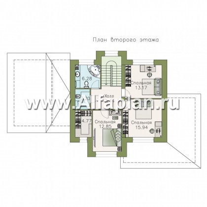 Проекты домов Альфаплан - «Стимул» - рациональный загородный дом с навесом для машины - превью плана проекта №2