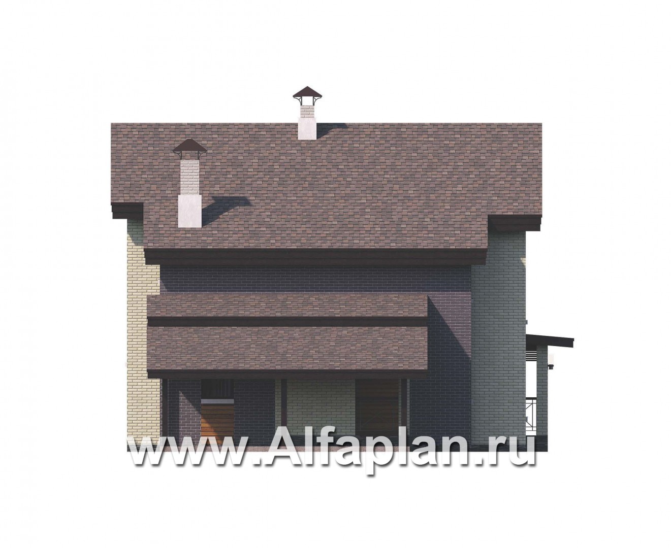 Проекты домов Альфаплан - 792В - «Стимул» - проект стильного двухэтажного дома с гаражом-навесом - изображение фасада №3