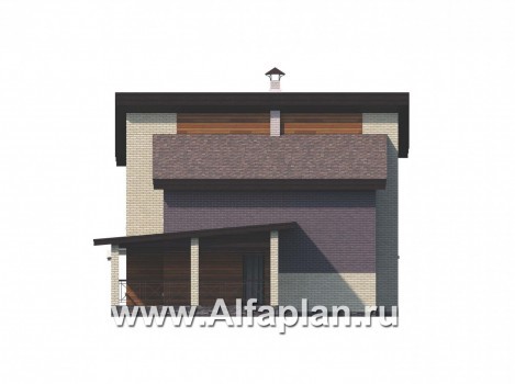 Проекты домов Альфаплан - 792В - «Стимул» - проект стильного двухэтажного дома с гаражом-навесом - превью фасада №2