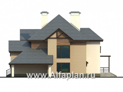 Проекты домов Альфаплан - «Современник» - коттедж со спортивным залом и сауной - превью фасада №2