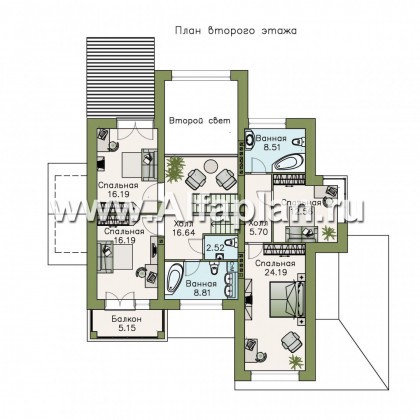 Проекты домов Альфаплан - «Современник» - коттедж со спортивным залом и сауной - превью плана проекта №2