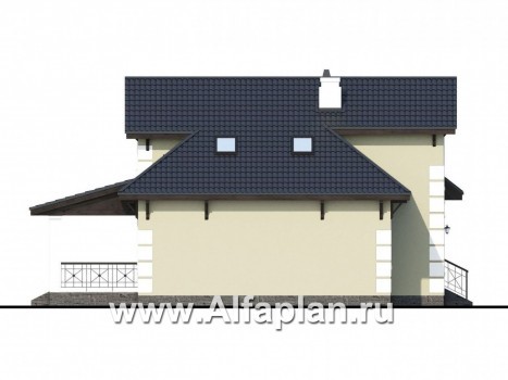 Проекты домов Альфаплан - «Простоквашино» - дом для маленького участка с жилой мансардой - превью фасада №3