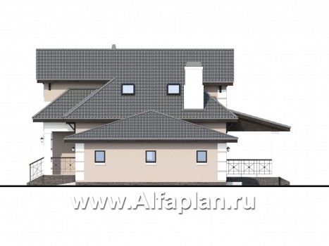 Проекты домов Альфаплан - «Простоквашино» - небольшой дом с мансардным вторым этажом и гаражом - превью фасада №2