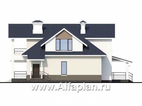 Проекты домов Альфаплан - «Кластер Персея» - дом с двумя жилыми комнатами на 1 эт и с мансардой - превью фасада №2