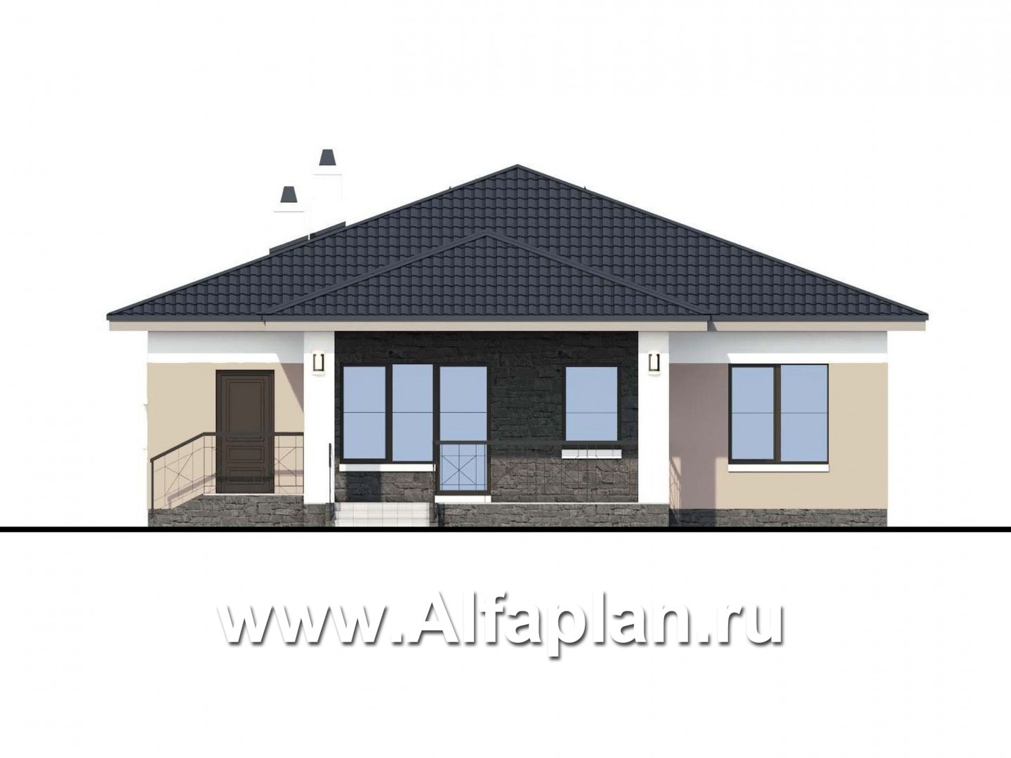 Проекты домов Альфаплан - «Княженика» - проект экономичного одноэтажного дома  сауной - изображение фасада №4
