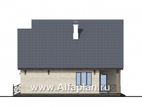 Проекты домов Альфаплан - «Простор» - компактный кирпичный дом с просторной гостиной - превью фасада №2